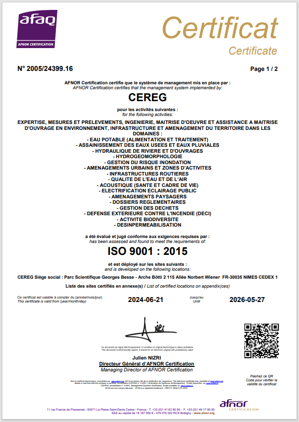 Certificat ISO 9001 2015